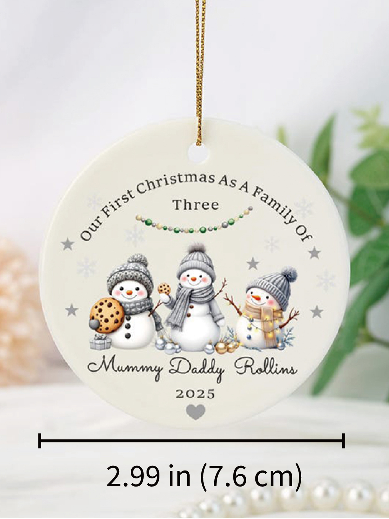 Personalized Snowman Family Christmas Ornament